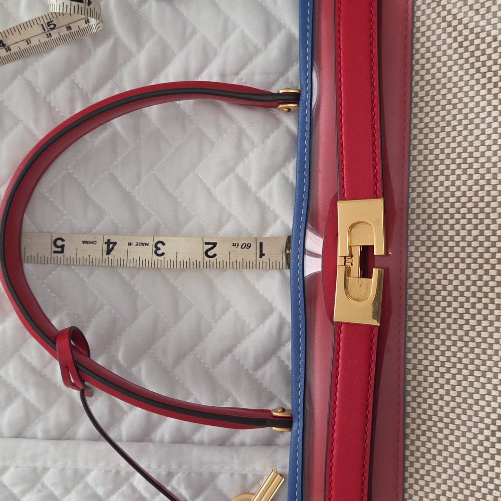 Tory Burch Lee Radziwill Bag w/ Raincoat Red and Blue Accents - Picture 15 of 16